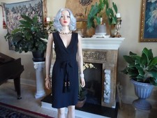 Gucci Black V Neck Sheath Dress w/Waist-Bamboo Tassel Tie Detail Size IT 40 US 4