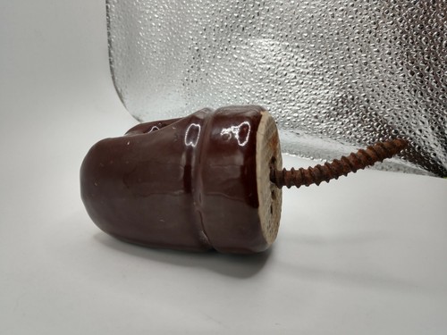 Vintage 3" Brown Glazed Ceramic Illinois Stand-off Insulator c. 1929 - Picture 5 of 6