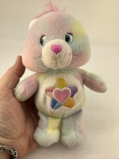 RARE 2004 Talking Care Bear True Heart Plush Toy Tie Dye 7" Tested Working
