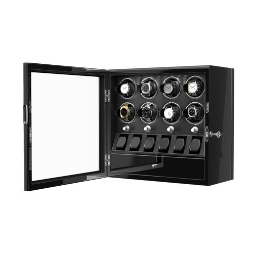 Caja enrolladora automática de 8 relojes con exhibición de 6 relojes caja de almacenamiento de joyas LED EE. UU. - Imagen 1 de 10