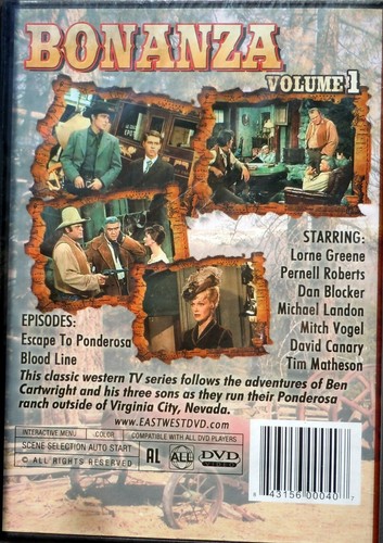 Bonanza - Volume 1 (DVD) Blood Line, Escape to Ponderosa - BN Sealed - Picture 2 of 2