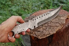 CUSTOM HAND FORGED DAMASCUS STEEL BLANK BLADE HUNTING KNIFE AH-.1328