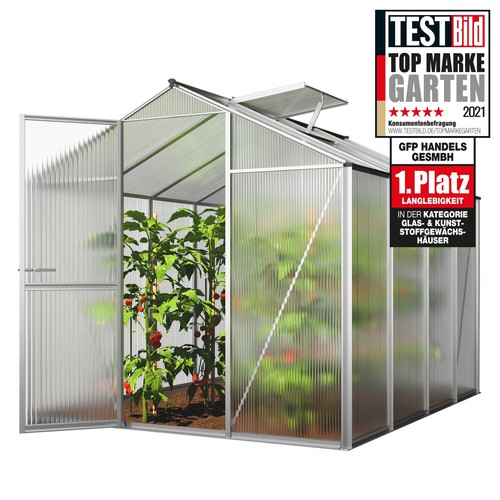 GFP Gewächshaus Treibhaus 6 / 8 mm Platten mit Fundament Tomatenhaus Eco 25-49m² - Bild 13 von 20