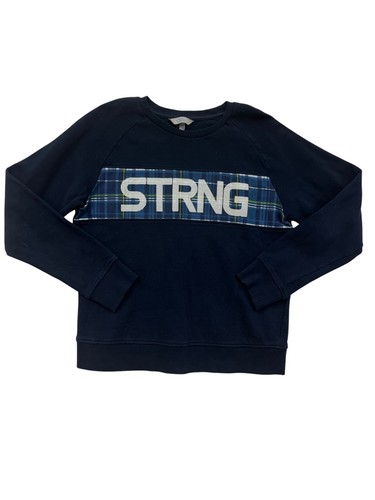 Navy Blue OVS STRNG Sweatshirt With Plaid Detail #8444 - Picture 1 of 9