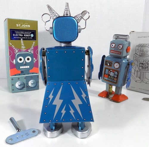 Electra Robot and her High Stress robot friend 2 tin toy walking wind-ups - Picture 5 of 11
