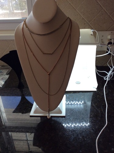 $49 Lucky Brand two  tone multi  row 16" pendant  necklace  DD2a - Picture 3 of 6