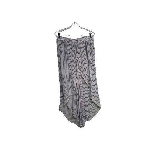 Japna Lounge Pants Large Genie Smocked Harem Boho Striped Elastic Waist Blue L - Picture 1 of 7