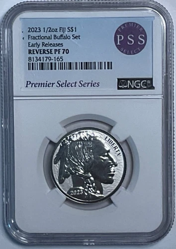 2023 $1 Fiji Reverse Proof Silver Buffalo NGC 1/2 oz Fine Silver NGC PF 70 ER