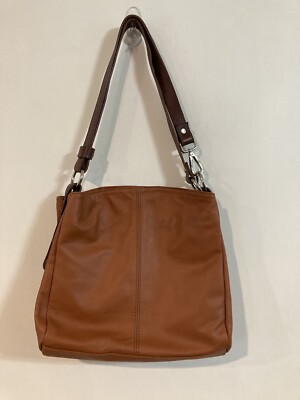 Borse In Pelle Genuine Leather Handbag Made In Italy Orange /Brown