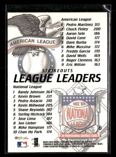 Randy Johnson / Pedro Martinez LL 2000  SkyBox Dominion #6 - Picture 2 of 2