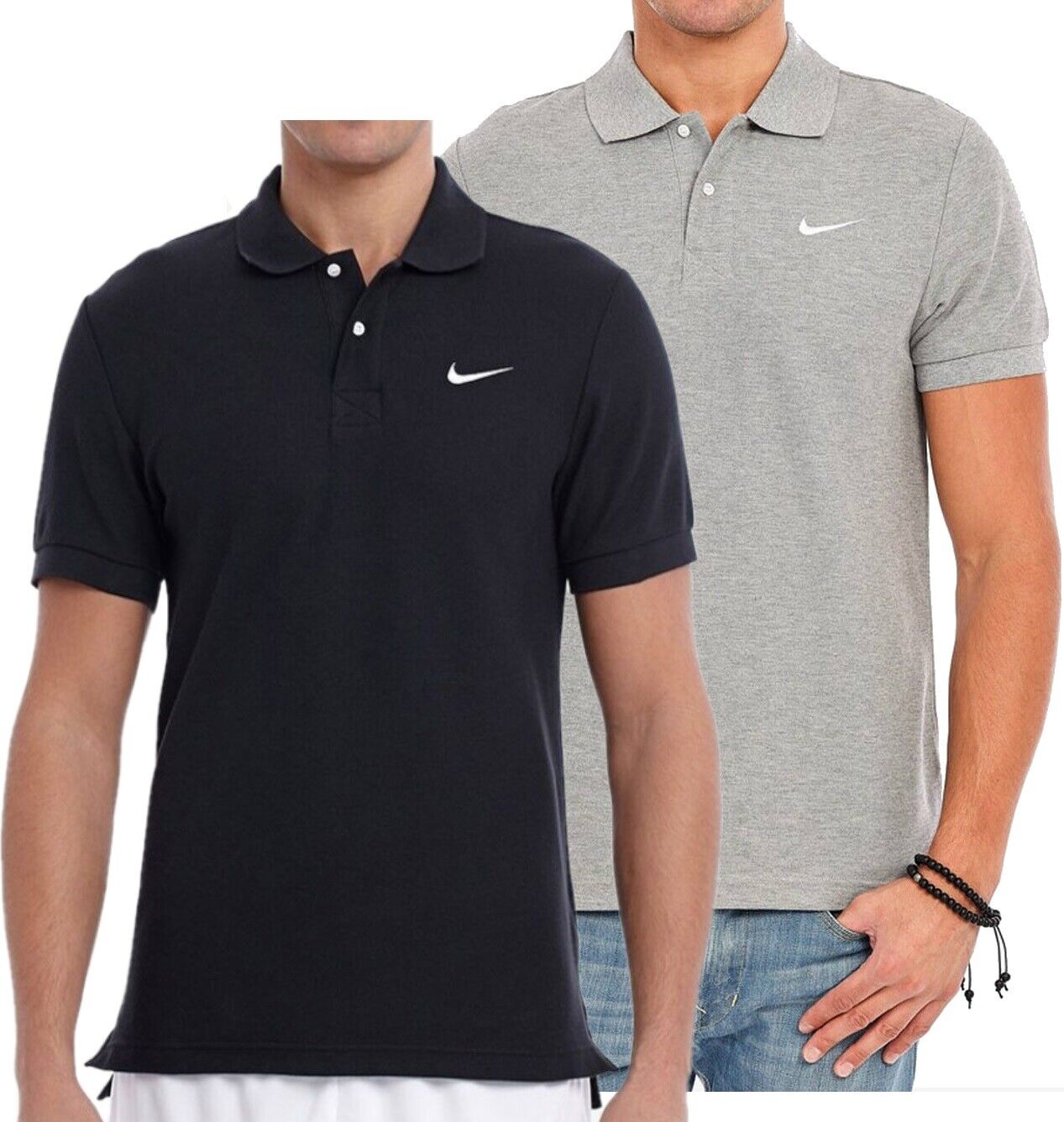 I stor skala guld Grader celsius Men's Nike Polo Shirt Cotton Pique Polo Shirt T-Shirt Top - Grey & Black |  eBay