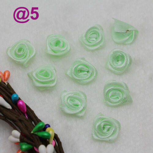 100/3000P Tiny Satin Flower Ribbon Mini Rose Applique For DIY Crafts Cloth Decor - Picture 8 of 20