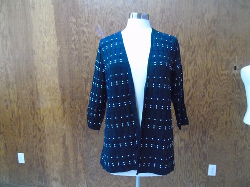 Alfani Women’s Open Front Cardigan Black / White Spackled Size L Large
