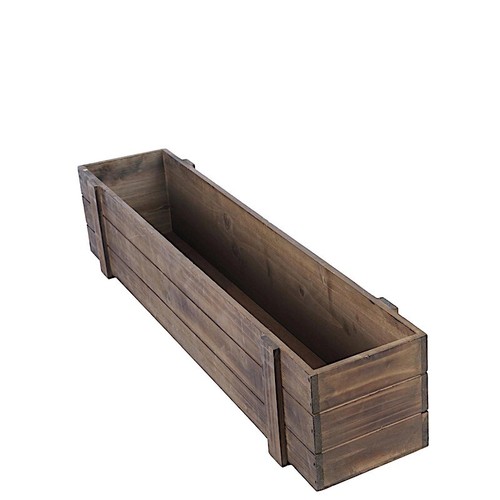 30"x6" Dark Brown Wood Rectangular Box Planter Holders Party Home Centerpieces - Picture 1 of 9