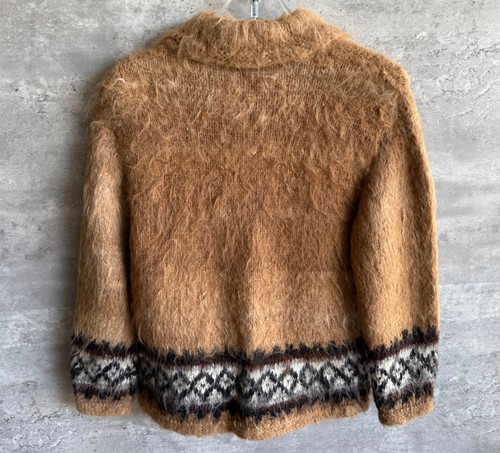 Vintage Unbranded Nordic Brown Mohair Angora Wool Collared Cardigan Size L - Bild 5 von 7