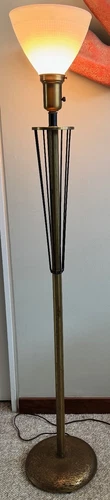 Vintage MCM Atomic Black Wire Metal Floor Lamp Mid Century Modern Lighting 50s