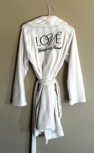 NEW Victoria’s Secret ANGEL Cozy Short Robe SOFT Iconic Pink White ...