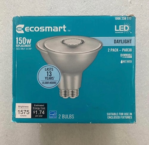 Ecosmart 150 Watt PAR38 Dimmable Flood LED Light Bulb Daylight 2 Pack New - Picture 4 of 8