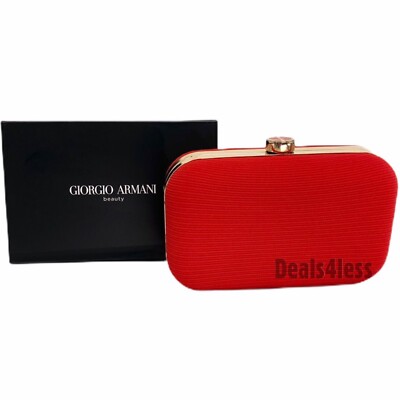 GIORGIO ARMANI Clutch Pouch HOT Red Gold Hot Evening Bag Purse
