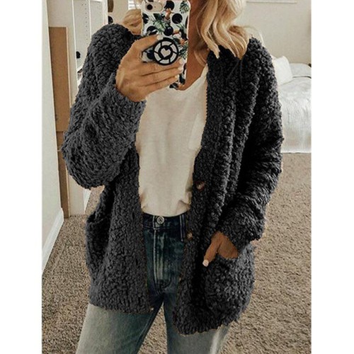 Women Warm Teddy Bear Fluffy Coat Ladies Fleece Zip Jacket Outwear Plus Size - Picture 8 of 17