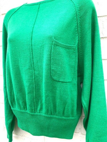 Vintage Liz Claiborne Green Knit Pocket Sweater Top Large - Bild 3 von 5