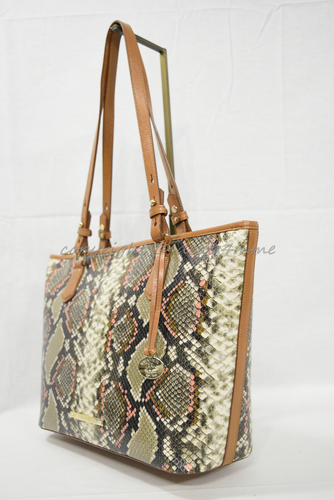 Brahmin Medium Asher Snake Embossed Leather Tote/Shoulder Bag in Taupe Hermosa. - Picture 1 of 11