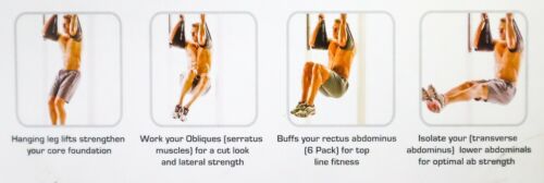 New Ab Straps Black Perfect Pull Up Work Out Crunch Leg Lifts Core Home Workout - Picture 4 of 7