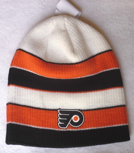 CAPPELLO BERRETTO PHILADELPHIA FLYERS NHL REEBOK VINTAGE A RIGHE SENZA POLSINI INVERNALE NUOVO! - Foto 3 di 4