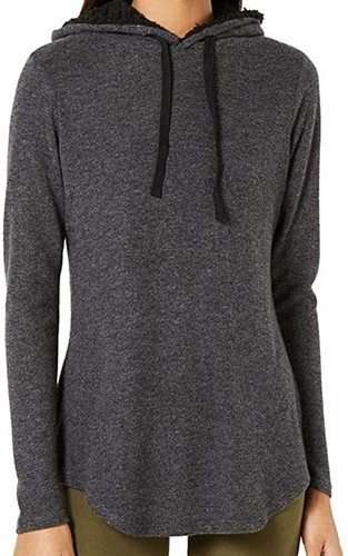 Ultra Flirt Juniors Marled Faux Sherpa Trimmed Hoodie-Medium - Picture 4 of 6