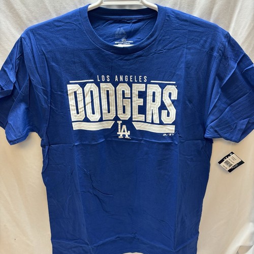Majestic Herren T-Shirt Gr. L Los Angeles Dodgers MLB Blau Rundhals Baumwolle
