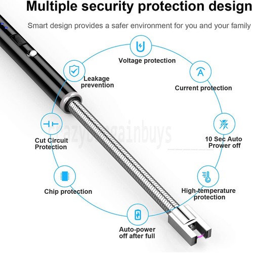 Electric Rechargeable Flameless USB Lighter Candle Windproof Kitchen BBQ Tool AU - Picture 8 of 12