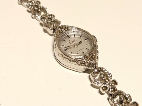 VINTAGE LUXURY CHROMED SWISS LADIES MECHANICAL WATCH "LIMIT" 17J. WITH STONES - Picture 11 of 15