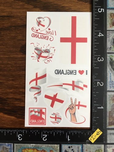 ENGLAND TEAM, INGLATERRA, ONE SHEET TEMPORARY TATTOOS BEAUTIFUL DESIGN #WCUP53 - Picture 2 of 2