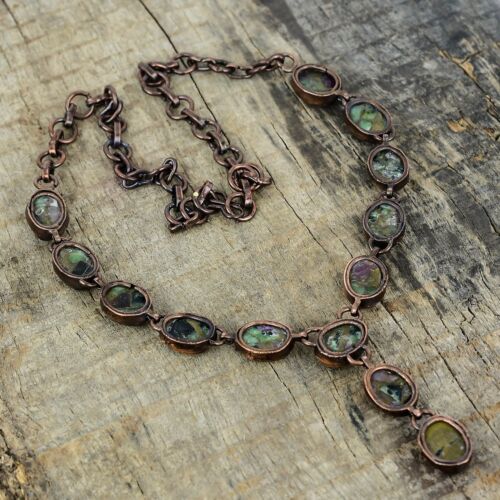 Copper Oval Copper Ruby Zoisite Gemstone Electroformed Chain Necklace Jewelry - Picture 6 of 6