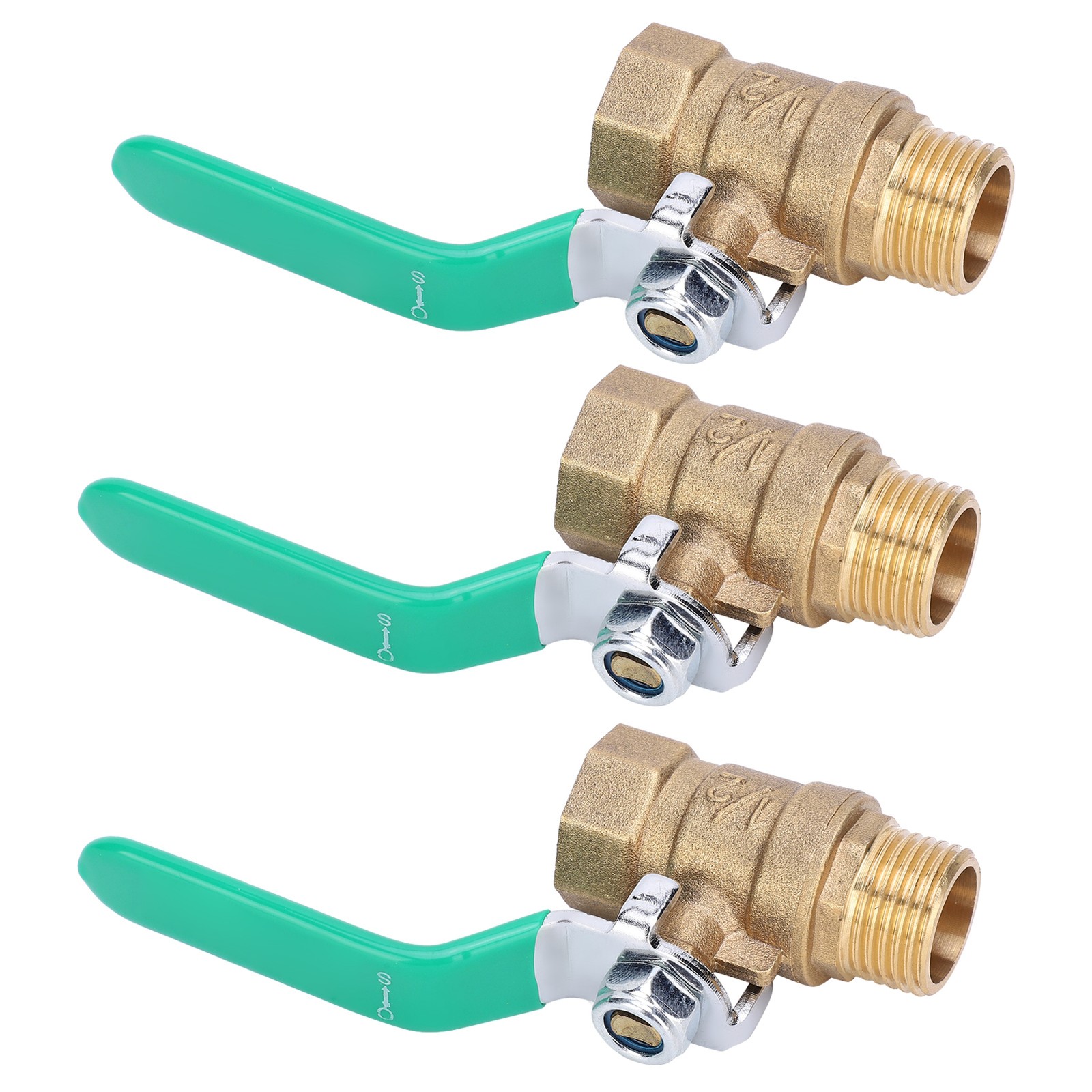 3Pcs 1/2in Water Pipe Ball Valve Female Male Threaded Thickened Brass Drain Shut