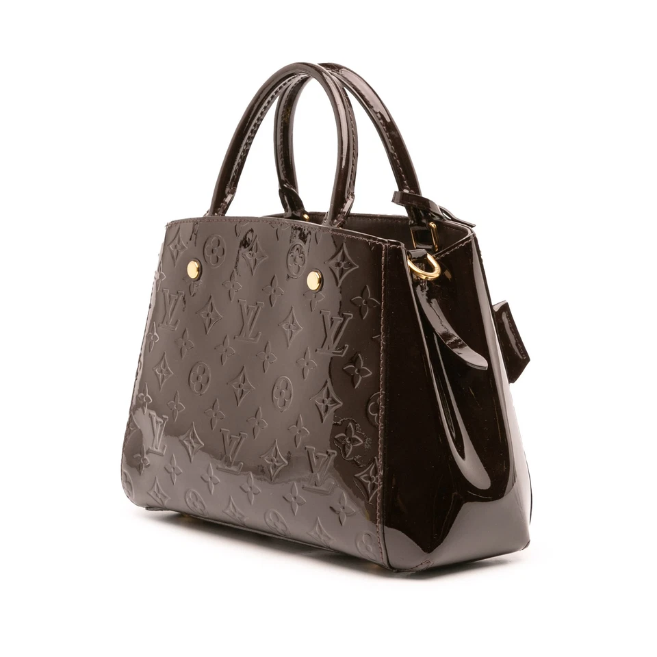 Cartera de cuero púrpura autenticada Louis Vuitton con monograma Vernis Montaigne BB Foto 2 de 4