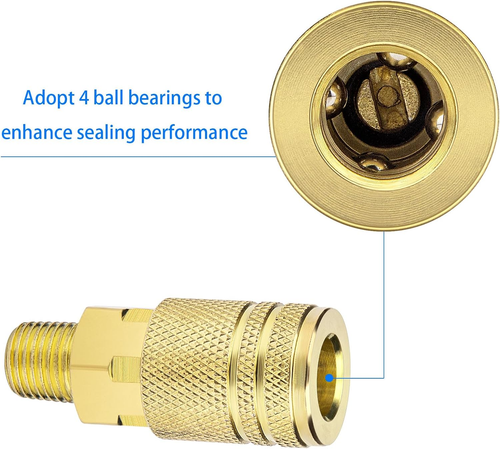 2 Stück Luftschlauch Armaturen 1/4 Zoll NPT Stecker Style Schnellkupplung Messing Kupplungen - Bild 3 von 6