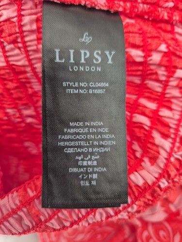 Lipsy Red Printed Bardot Top Size 16 - Picture 7 of 9