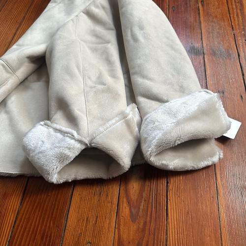 NWT Vintage 00s Alfani Petites faux suede & faux fur lined coat in Alabaster - Picture 9 of 9