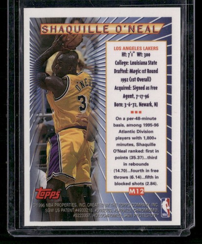 1996-97 Topps #M12 Shaquille O'Neal Super Team Mystery Finest Bordered - Lakers - Imagen 2 de 2