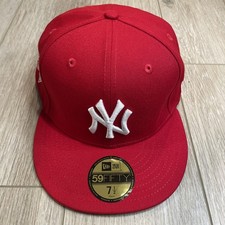 New York Yankees MLB BASIC New Era 59FIFTY Fitted Cap 7 1/2 Baseball Hat NWT Red