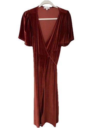 Baltic Born Meghan Velvet Wrap Maxi Dress Sz S Burnt Orange Cocktail Formal - Picture 1 of 11