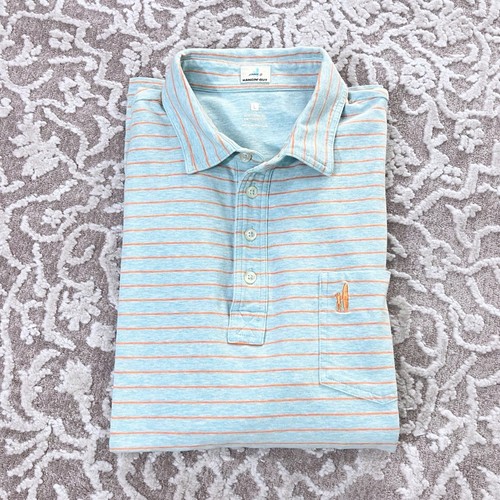 Polo uomo Johnnie-O Neese L righe antigua $89 usata in ottime condizioni maglia elasticizzata preppy - Foto 11 di 11