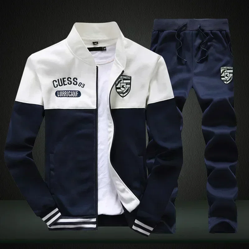 Men'S Fleece tracksuit,Sports Suit ziper Jacket+ Sports Pants Printed casual set - Picture 6 of 23