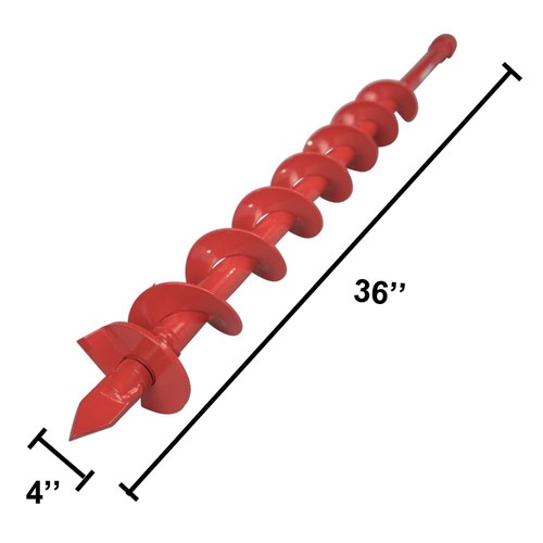 4 Inch Diameter 36 Inch Long Earth Auger Bit with Fishtail Point, for Decks, ... - Picture 3 of 5