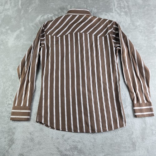 Maxini Shirt Mens Small Brown Striped Snap Button Long Sleeve Western Cowboy - Picture 3 of 12
