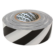 NO ADHESIVE Stripe Patterned Flagging Tape 1-3/16 In. X 300 Ft. White and Black