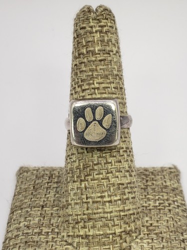Vintage Dog Paw Signet Ring Sterling Silver Size 6.5 Awesomely Thick - Picture 4 of 8