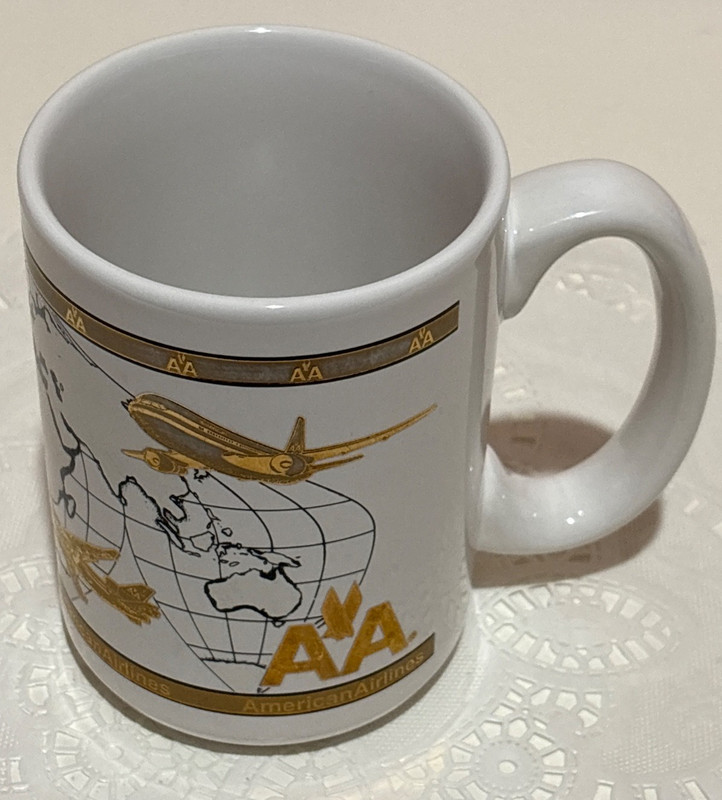 Beautifully Designed American Airlines AA White Ceramic Gold Embossed Coffee Mug