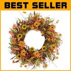 Artificial Fall Wreath - Colorful Daisies & Berries
